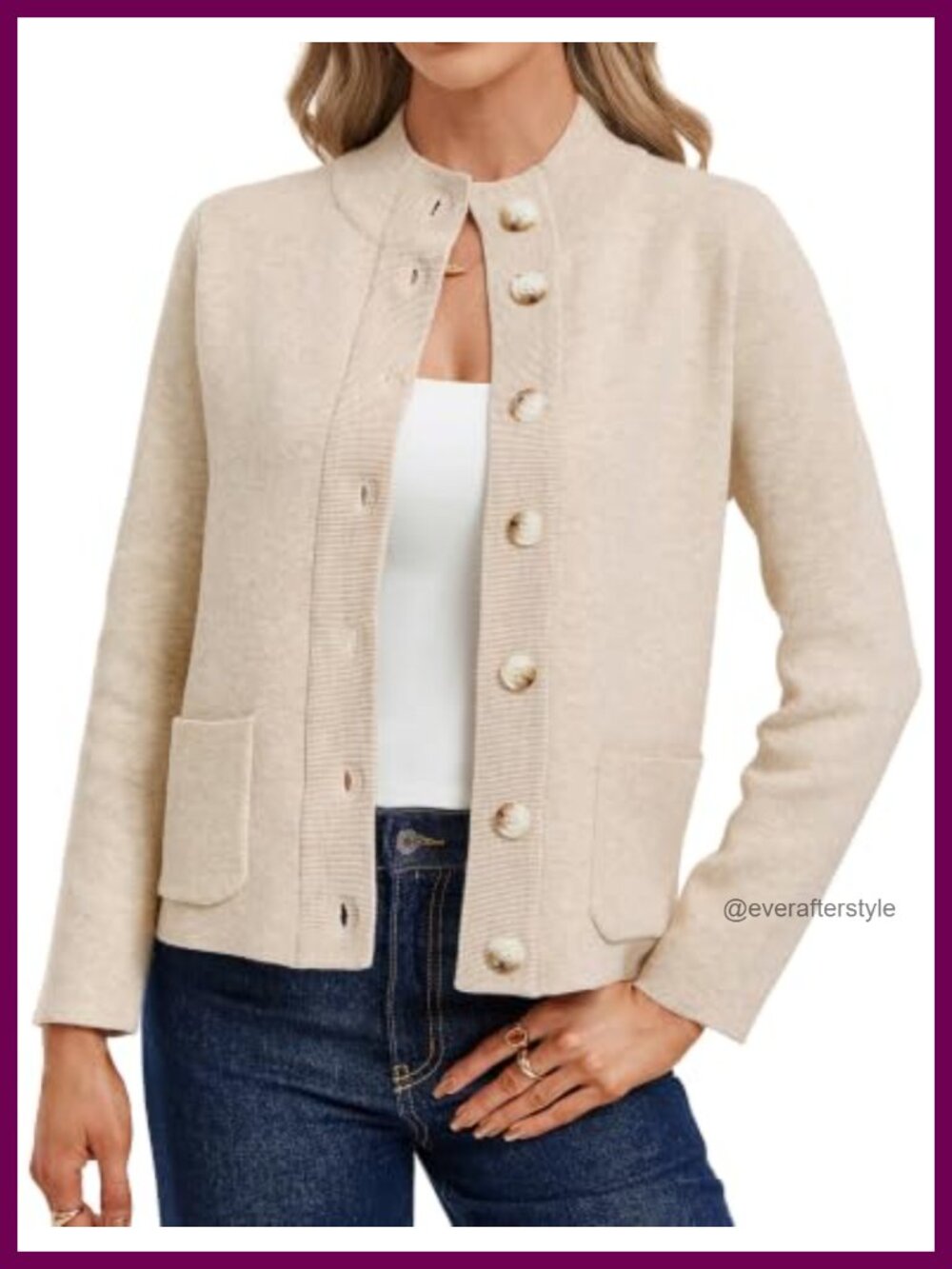 Womens Chunky Knit Cardigan Sweater Mock Neck Button Down Fall Winter Warm